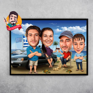 Карикатура "Семейство на почивка в Гърция"