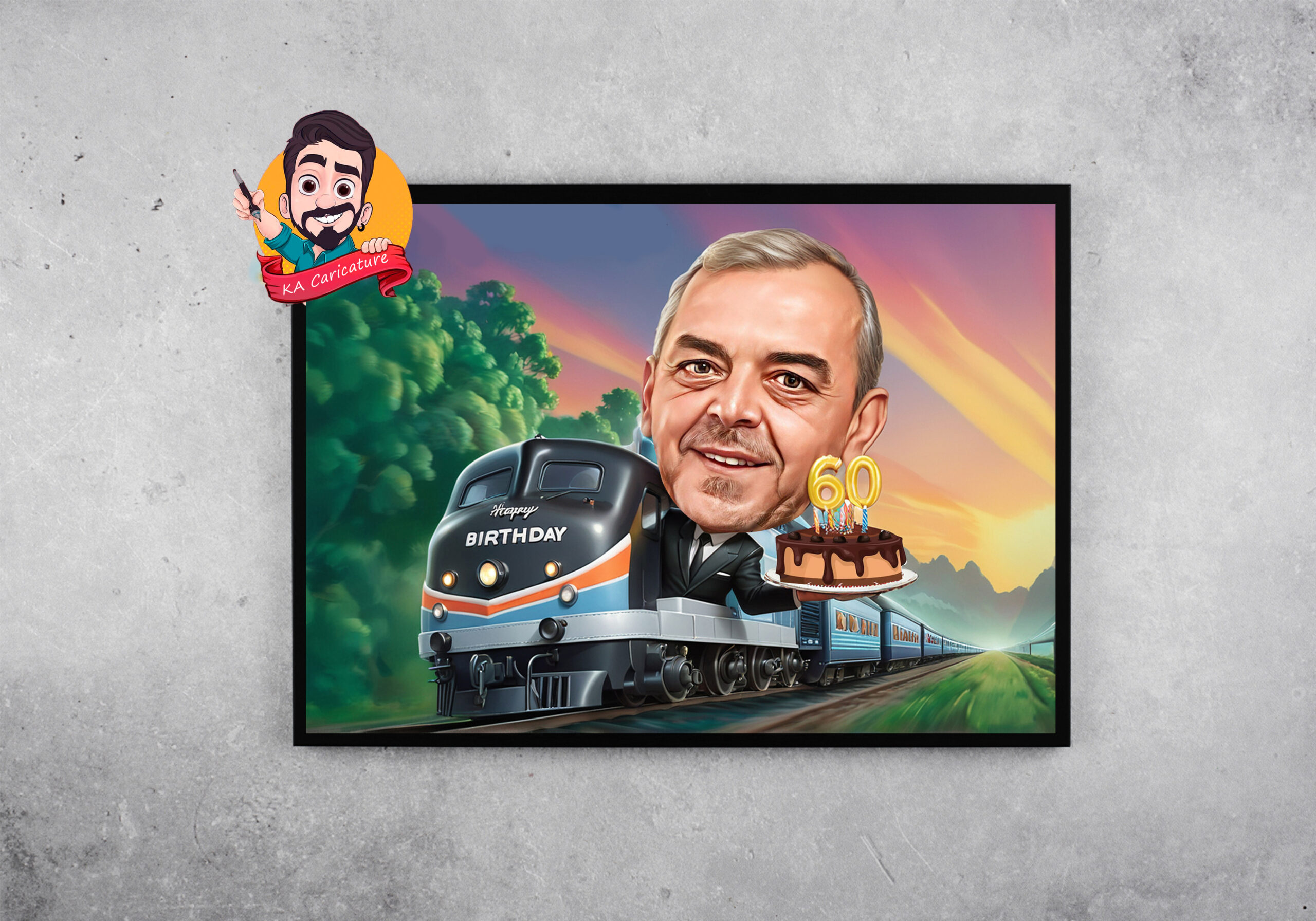 Карикатура "Машинист юбилей"