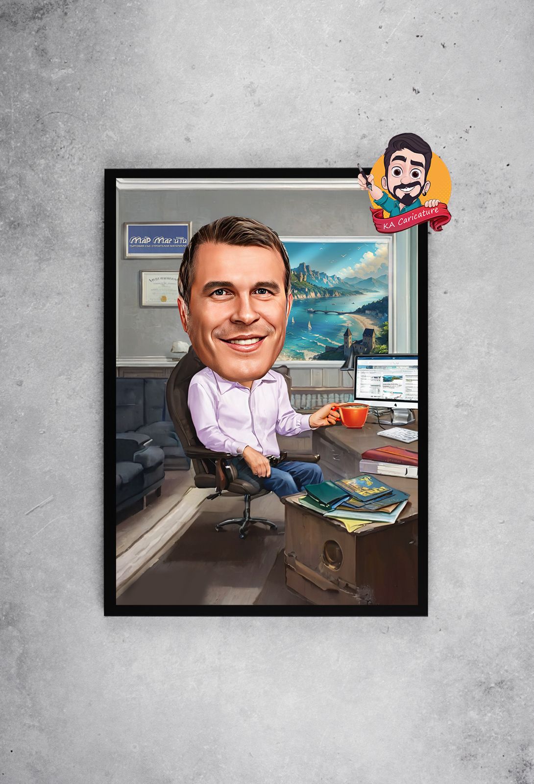 Карикатура “Мъж в офис”