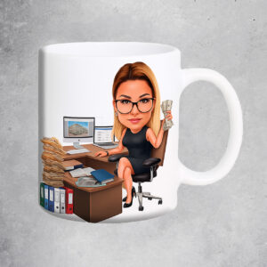 Керамична чаша с карикатура "Бизнес дама"