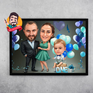 Карикатура "семейство с бебе"