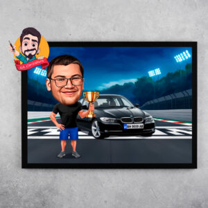 Карикатура „Победител на пистата“