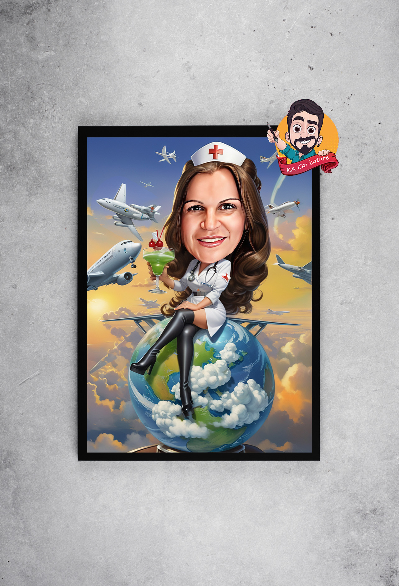 Карикатура "медицинска сестра в небето"