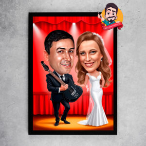 Карикатура „Булка и младоженец на сцената“