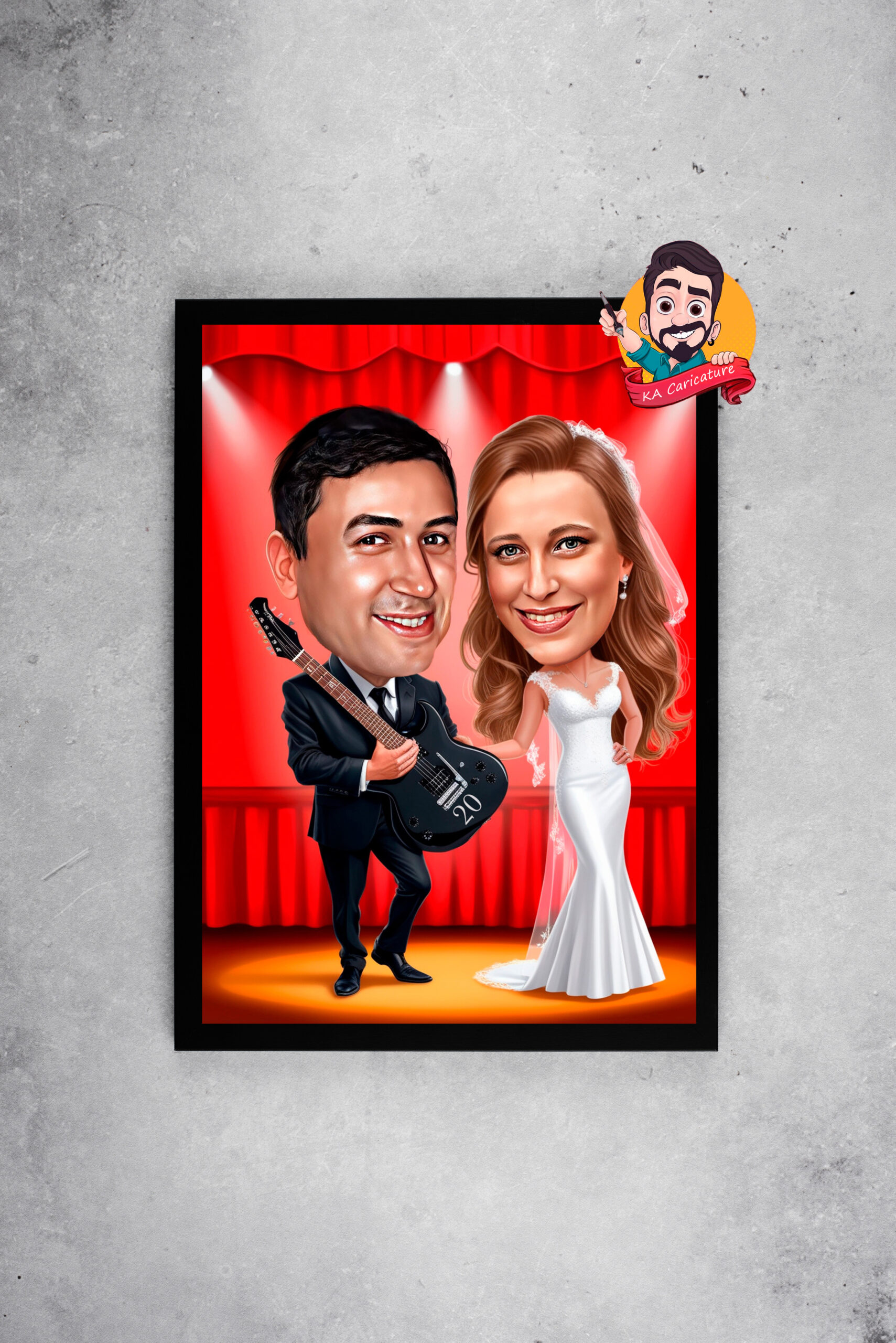 Карикатура „Булка и младоженец на сцената“