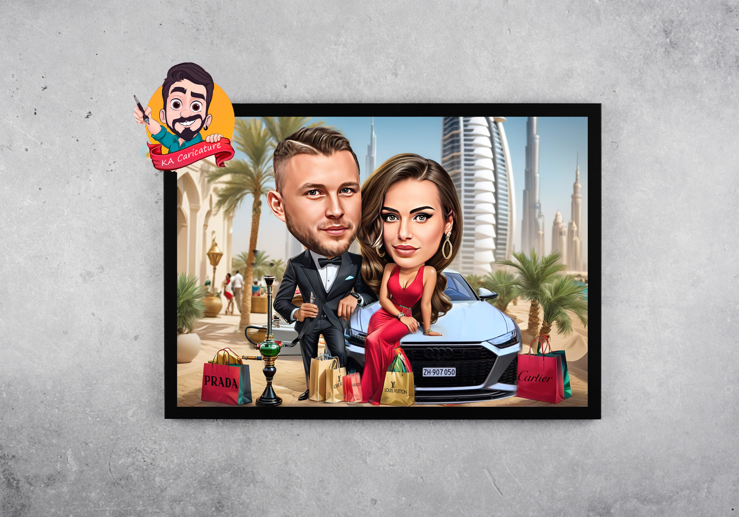Карикатура "лукс и любов в Дубай"