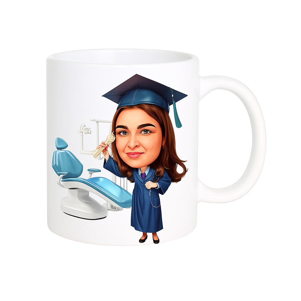 Керамична чаша с карикатура “Зъболекар”