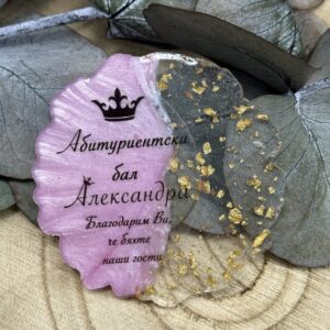 Магнит от епоксидна смола Розово с златисто