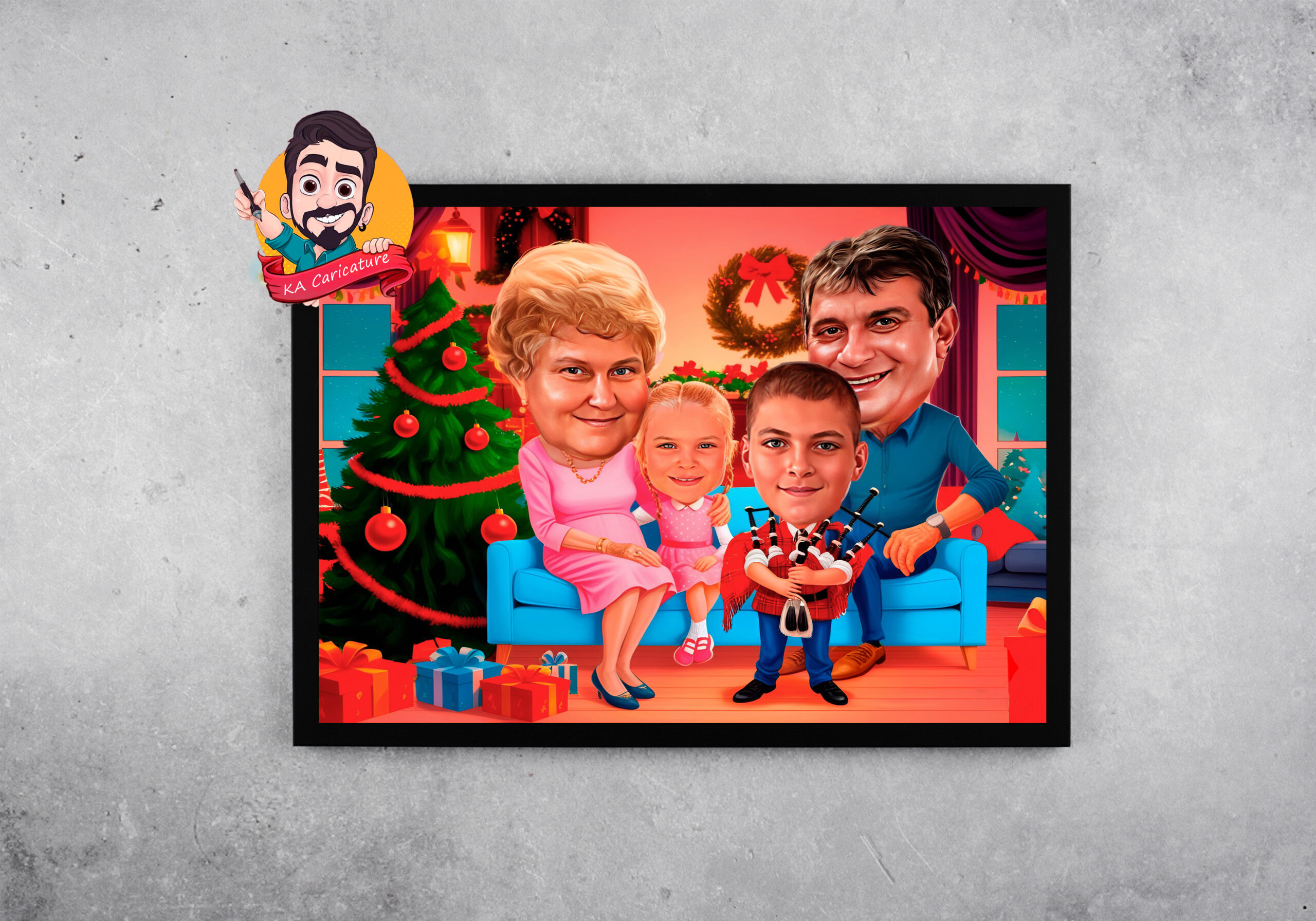 Карикатура„Коледа у дома“