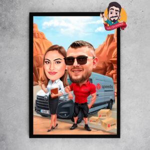 Карикатура "куриер и офис дама"