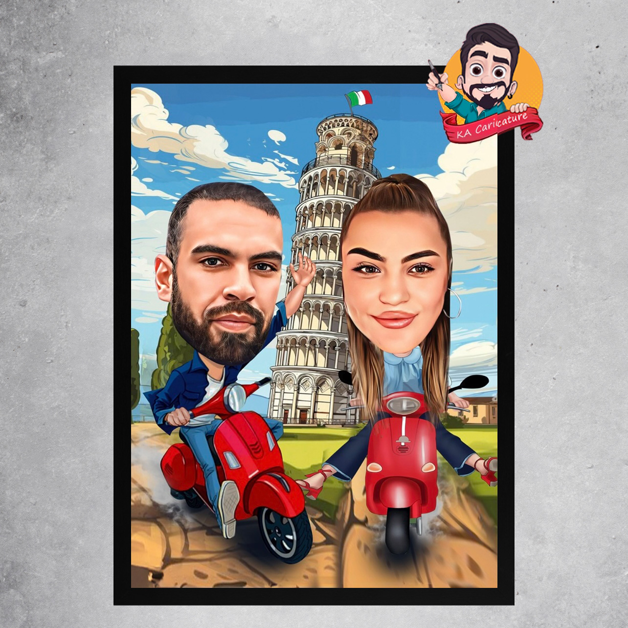 Карикатура "Двойка в Италия"